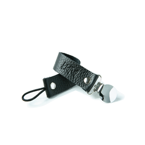 Leather Pacifier Holder - Charcoal