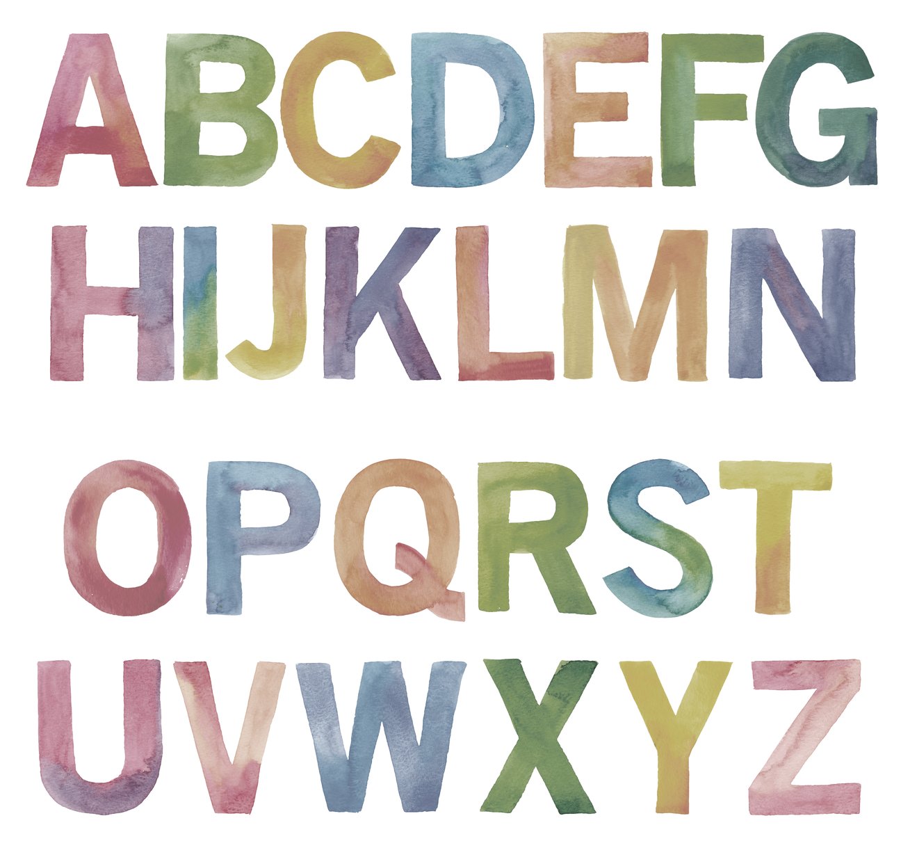 Watercolor Alphabet Set