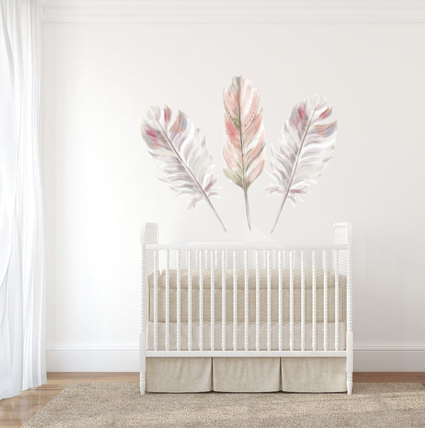 Boho Pink Feather Decal Set
