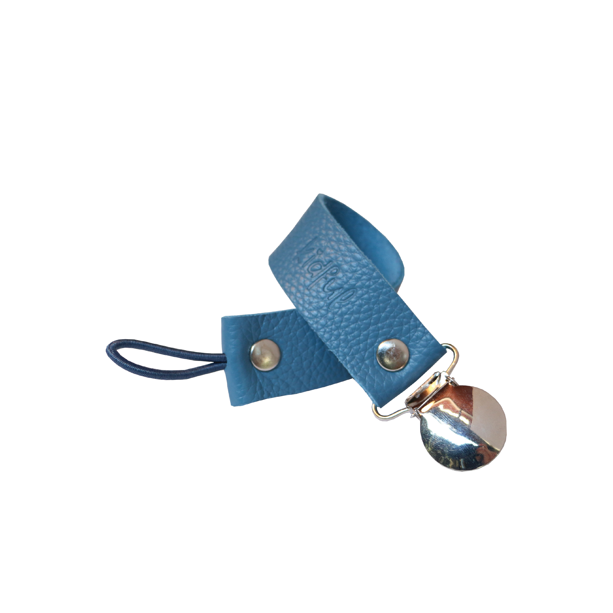 Leather Pacifier Holder - Denim