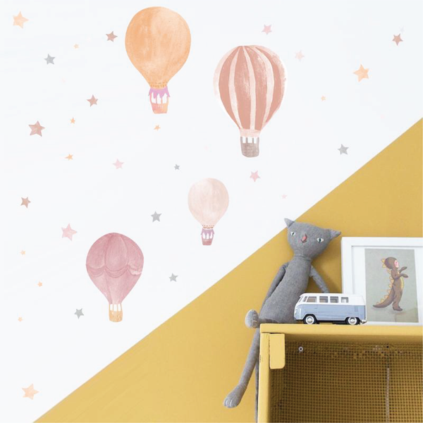 Hot-air Balloon Wall Sticker - Pink