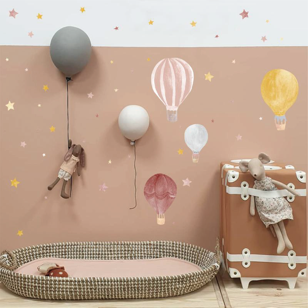 Hot-air Balloon Wall Sticker - Mustard